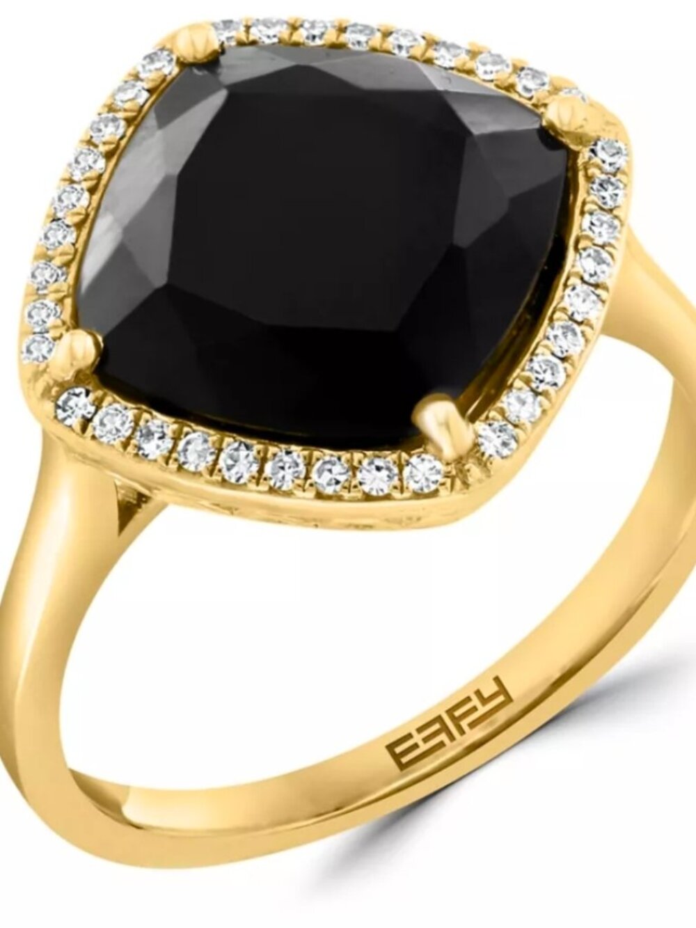 Effy® 14K Yellow Gold 0.23 tcw diamond and Onyx Ring